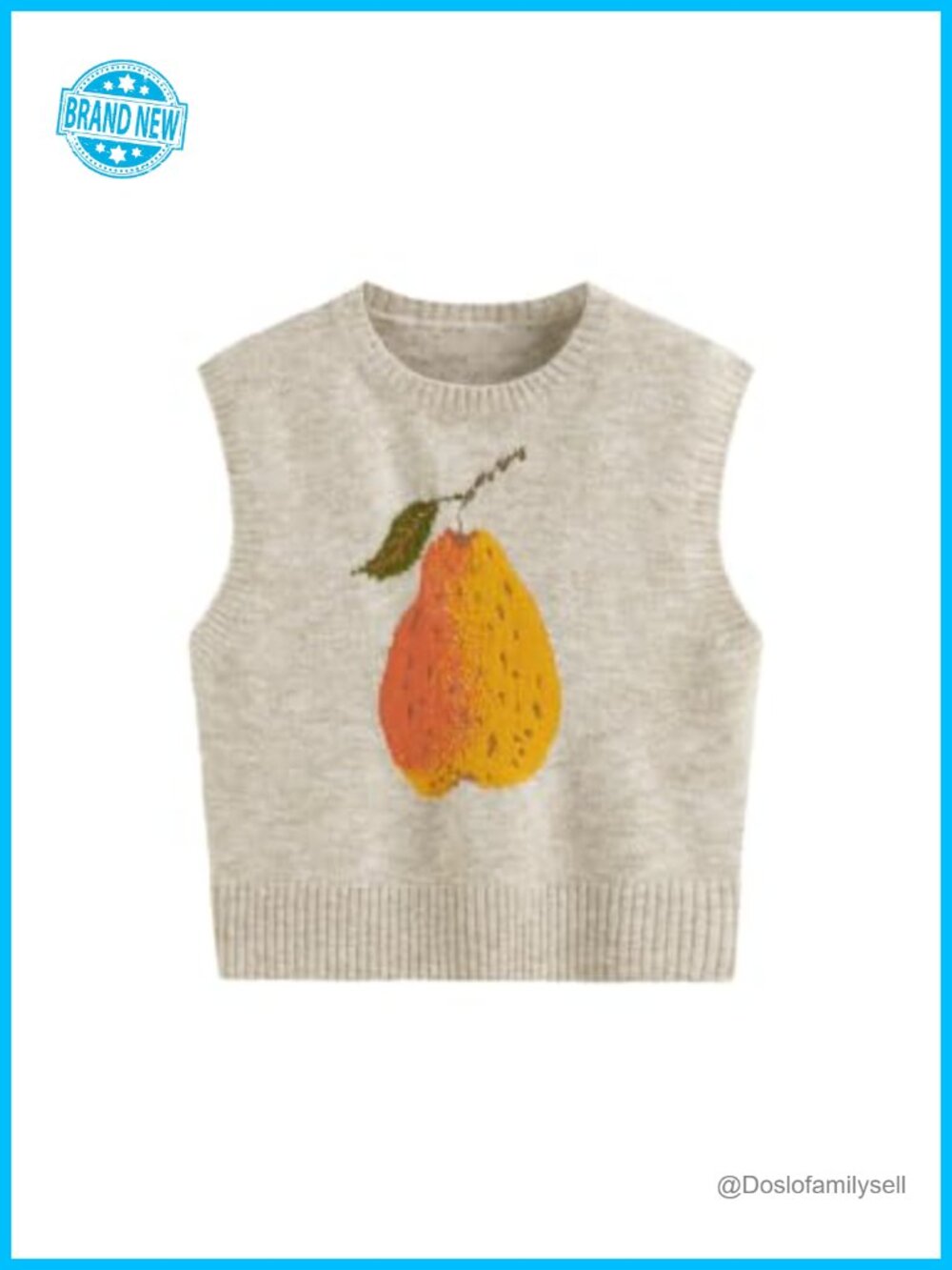 Knit Sweater Vest Sleeveless Pear Graphic Tank Top